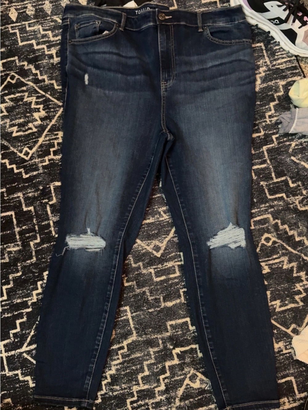 torrid Dark Blue Distressed Skinny Jeans
